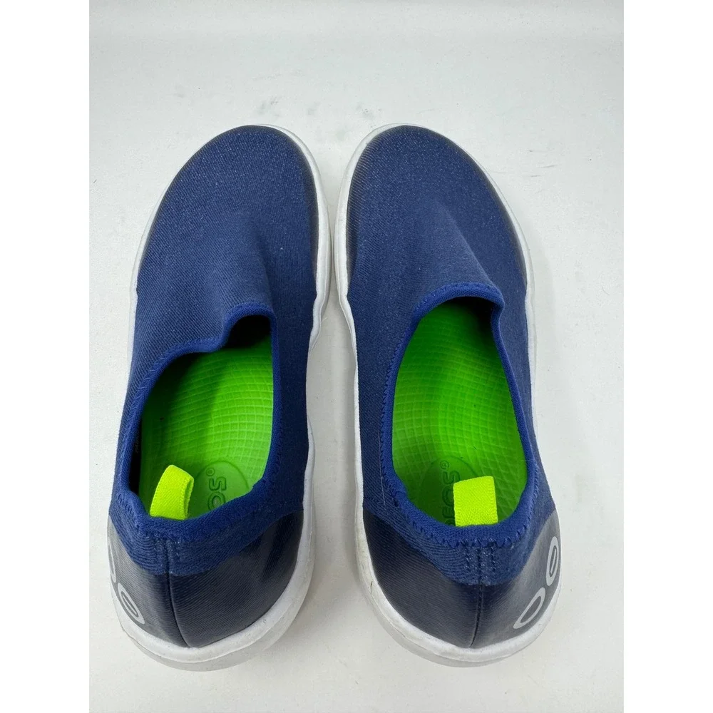 Oofos OOmg Low Shoe Navy Blue Slip On Recovery Sneaker Women Sz 7.5 Orthotic